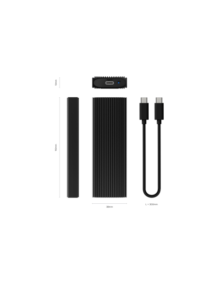 AISENS Caja Externa M.2 (NGFF) ASM2-022B NVMe A USB3.2 Gen2, Negra
