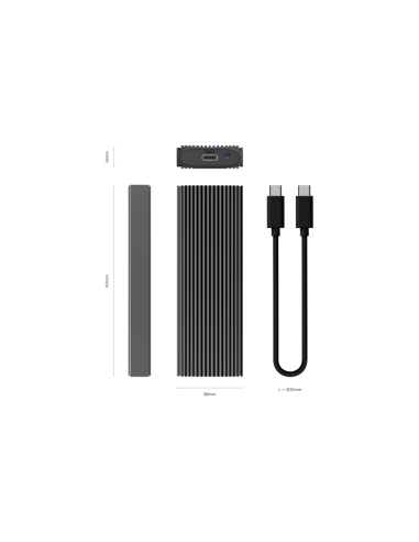 AISENS Caja Externa M.2 (NGFF) ASM2-023GR NVMe A USB3.2 Gen2, Gris