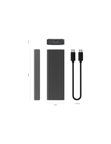 AISENS Caja Externa M.2 (NGFF) ASM2-023GR NVMe A USB3.2 Gen2, Gris