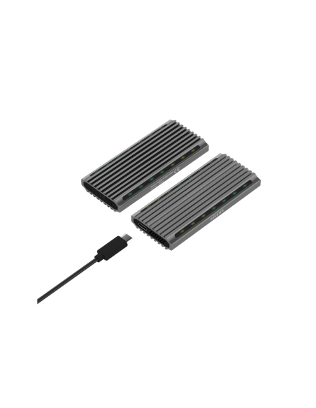 AISENS Caja Externa M.2 RGB Gaming ASM2-RGB011GR SATA/NVMe A USB3.1 Gen2, Gris