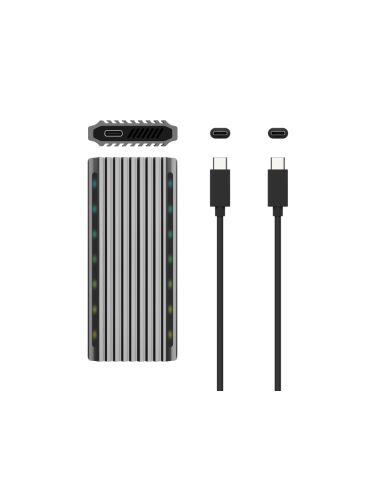 AISENS Caja Externa M.2 RGB Gaming ASM2-RGB011GR SATA/NVMe A USB3.1 Gen2, Gris