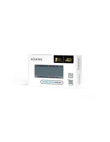 AISENS Caja Externa M.2 RGB Gaming ASM2-RGB011GR SATA/NVMe A USB3.1 Gen2, Gris
