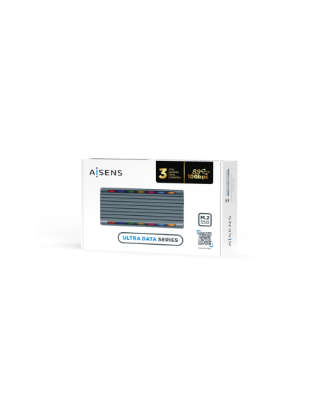 AISENS Caja Externa M.2 RGB Gaming ASM2-RGB011GR SATA/NVMe A USB3.1 Gen2, Gris
