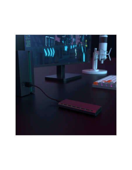 AISENS Caja Externa M.2 RGB Gaming ASM2-RGB011GR SATA/NVMe A USB3.1 Gen2, Gris