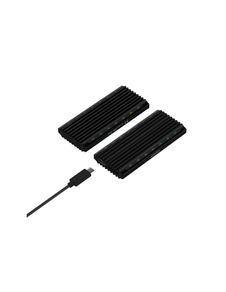 AISENS Caja Externa M.2 RGB Gaming ASM2-RGB012B SATA/NVMe A USB3.1 Gen2, Negra