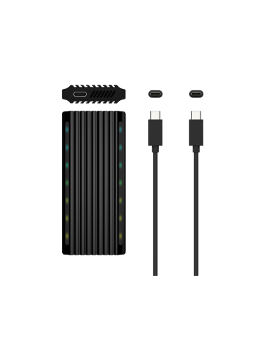 AISENS Caja Externa M.2 RGB Gaming ASM2-RGB012B SATA/NVMe A USB3.1 Gen2, Negra