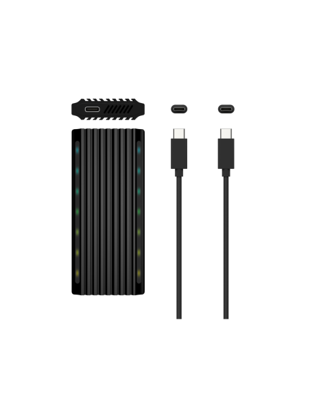 AISENS Caja Externa M.2 RGB Gaming ASM2-RGB012B SATA/NVMe A USB3.1 Gen2, Negra