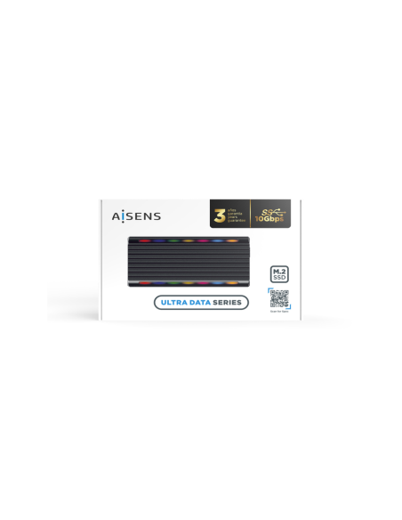 AISENS Caja Externa M.2 RGB Gaming ASM2-RGB012B SATA/NVMe A USB3.1 Gen2, Negra