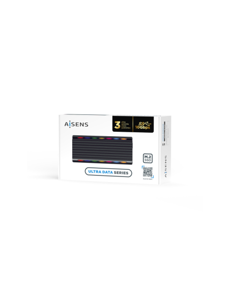 AISENS Caja Externa M.2 RGB Gaming ASM2-RGB012B SATA/NVMe A USB3.1 Gen2, Negra