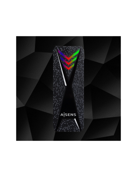 AISENS Caja Externa M.2 (NGFF) RGB Gaming ASM2-RGB013B NVMe a USB3.2 Gen2, Negra