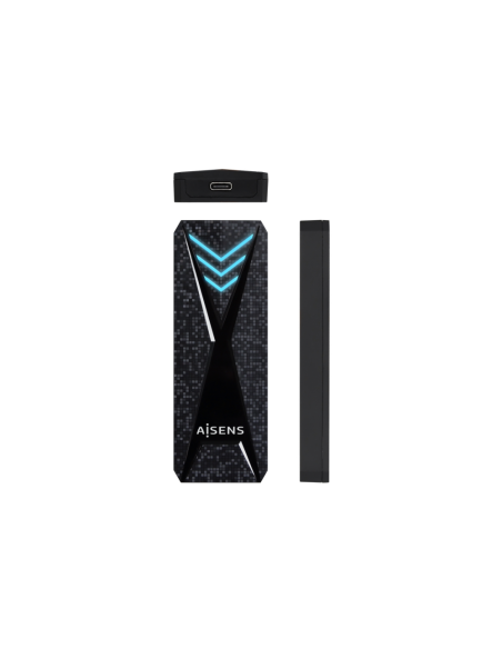 AISENS Caja Externa M.2 (NGFF) RGB Gaming ASM2-RGB013B NVMe a USB3.2 Gen2, Negra