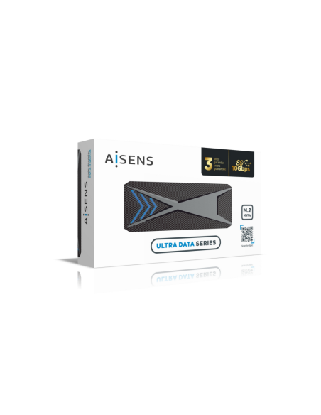 AISENS Caja Externa M.2 (NGFF) RGB Gaming ASM2-RGB013B NVMe a USB3.2 Gen2, Negra