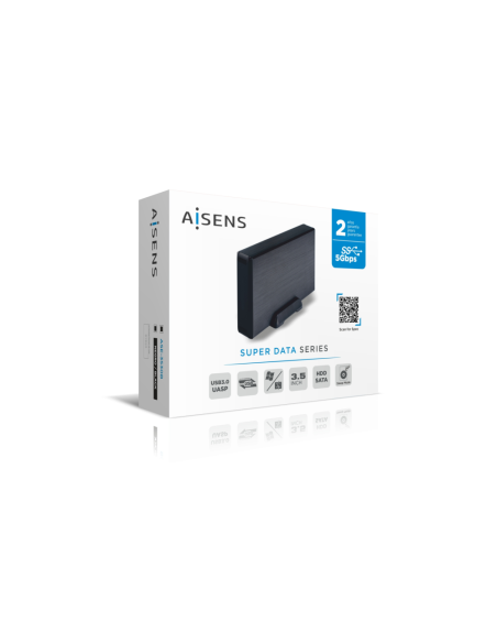 AISENS Caja externa 3,5" ASE-3530B SATA a USB 3.0/USB 3.1 Gen1, Negra