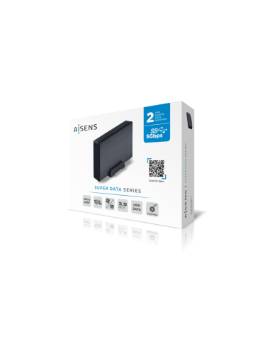 AISENS Caja externa 3,5" ASE-3530B SATA a USB 3.0/USB 3.1 Gen1, Negra