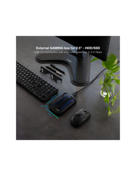 TooQ TQE-2599RGB caja para disco duro externo Carcasa de disco duro/SSD Negro 2.5"