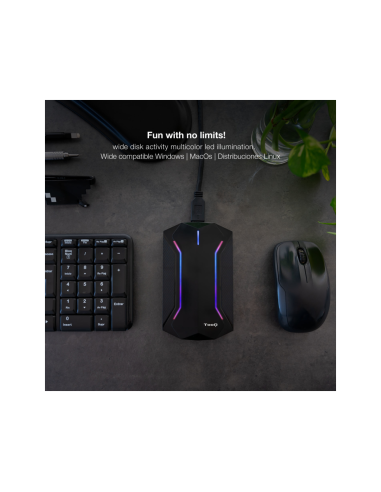 TooQ TQE-2599RGB caja para disco duro externo Carcasa de disco duro/SSD Negro 2.5"