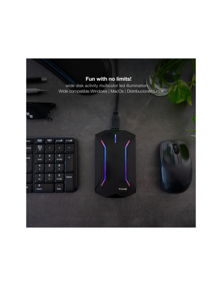 TooQ TQE-2599RGB caja para disco duro externo Carcasa de disco duro/SSD Negro 2.5"