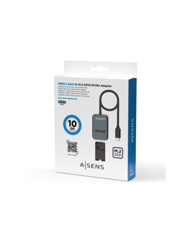 AISENS USB-C Dock M.2 (NGFF) ASUC-M2D012-GR SATA/NVMe A USB3.1 Gen2, Gris