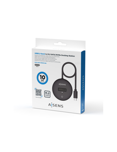 AISENS USB-C Dock M.2 (NGFF) ASUC-M2D013-BK SATA/NVMe A USB3.1 Gen2, Negra