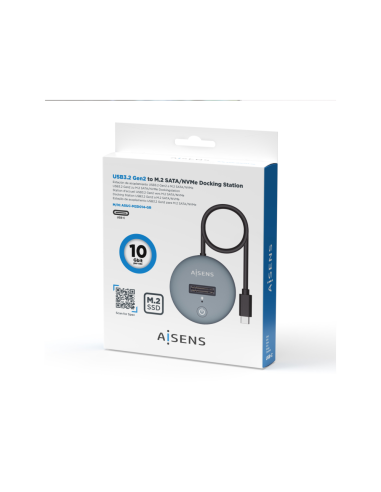 AISENS USB-C Dock M.2 (NGFF) ASUC-M2D014-GR SATA/NVMe A USB3.1 Gen2, Gris