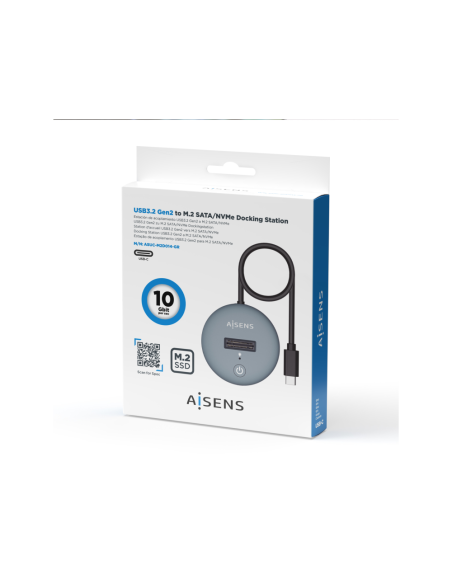 AISENS USB-C Dock M.2 (NGFF) ASUC-M2D014-GR SATA/NVMe A USB3.1 Gen2, Gris