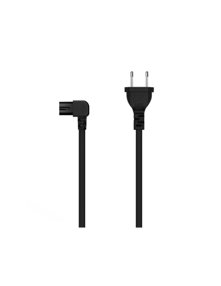 AISENS Cable Alimentación Acodado Forma 8, CEE7/16/M-C7/H, Negro, 1.8M