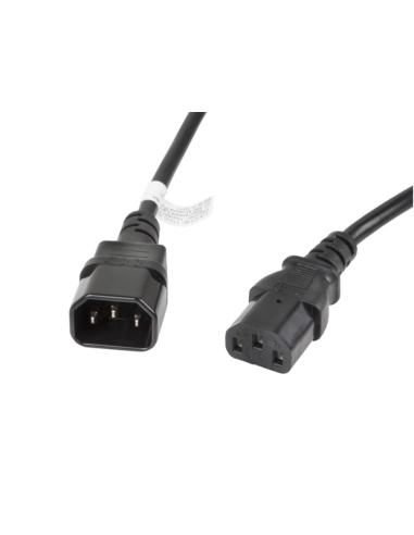 Lanberg CA-C13E-11CC-0030-BK cable de transmisión Negro 3 m C13 acoplador C14 acoplador