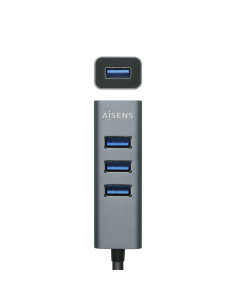 AISENS Hub USB3.0 Aluminio, Tipo A/M - 4x Tipo A/H, Negro, 10 cm 2