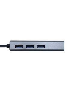AISENS Conversor USB 3.0 a ethernet gigabit 10/100/1000 Mbps + Hub 3 x USB 3.0, Gris, 15 cm 2