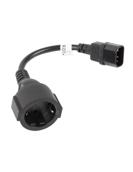 Lanberg CA-C14E-10CC-0018-BK cable de transmisión Negro 0,18 m C14 acoplador