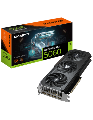 GIGABYTE GeForce RTX 5060 GAMING OC 8G Tarjeta Gráfica - 8GB GDDR7, 128bit, PCI-E 5.0, 2595 MHz Frecuencia del núcleo, 3 x Displ
