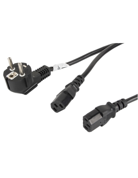 Lanberg CA-C13C-13CC-0018-BK cable de transmisión Negro 2 m C13 acoplador CEE7/7