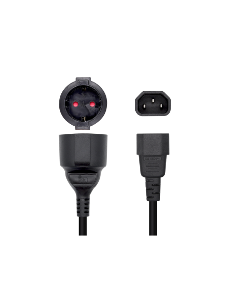 AISENS Cable Alimentación 16A, C14/M A CEE7/H, 25cm