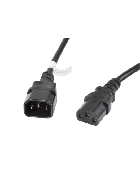 Lanberg CA-C13E-11CC-0030-BK cable de transmisión Negro 3 m C13 acoplador C14 acoplador