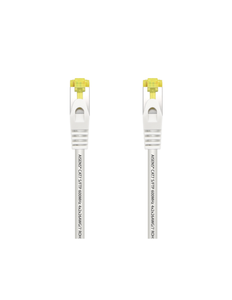 AISENS Cable De Red Latiguillo RJ45 LSZH Cat.7 600 MHz S/FTP PIMF AWG26, Blanco, 2.0 m
