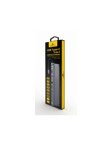 Gembird A-CM-COMBO11-01 base para portátil y replicador de puertos Alámbrico USB 3.2 Gen 1 (3.1 Gen 1) Type-C Gris