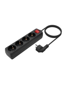 AISENS Base Multiple 4 Tomas con Interruptor con Cable 3×1.5mm2, Negro, 1.4 m 2
