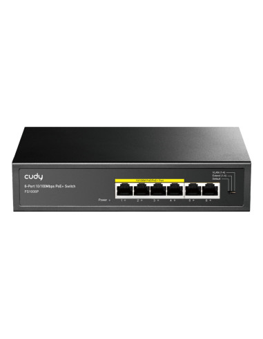 Cudy FS1006P switch No administrado Fast Ethernet (10/100) Energía sobre Ethernet (PoE) Negro