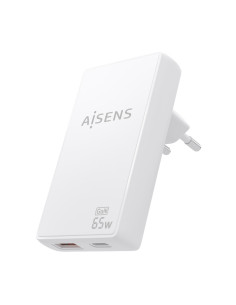 AISENS Cargador De Pared GaN Ultra Delgado 65W, 1xUSB-C PD3.0 QC4.0, 1xUSB-A QC3.0, Blanco 2
