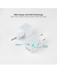 TooQ Cargador de Pared GAN USB-C/PD 30W, Blanco 2
