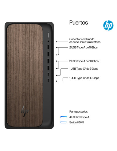 HP OmniDesk AI M03-0016ns PC Intel Core Ultra 5 225 16 GB DDR5-SDRAM 1 TB SSD Windows 11 Home Torre AI PC Madera