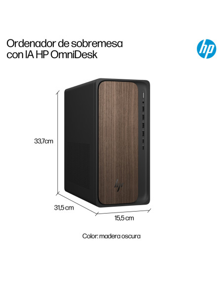HP OmniDesk AI M03-0016ns PC Intel Core Ultra 5 225 16 GB DDR5-SDRAM 1 TB SSD Windows 11 Home Torre AI PC Madera