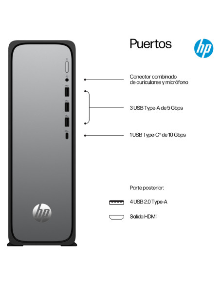 HP OmniDesk Slim Desktop S03-0020ns PC Intel® Core™ i3 i3-14100 8 GB DDR5-SDRAM 512 GB SSD FreeDOS Torre Plata