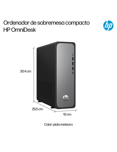HP OmniDesk Slim Desktop S03-0020ns PC Intel® Core™ i3 i3-14100 8 GB DDR5-SDRAM 512 GB SSD FreeDOS Torre Plata
