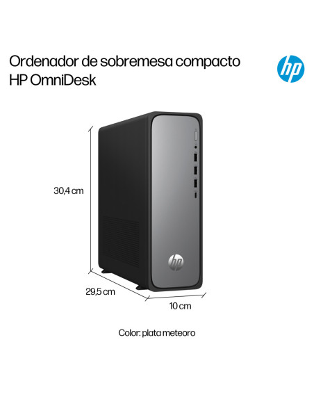 HP OmniDesk Slim Desktop S03-0020ns PC Intel® Core™ i3 i3-14100 8 GB DDR5-SDRAM 512 GB SSD FreeDOS Torre Plata