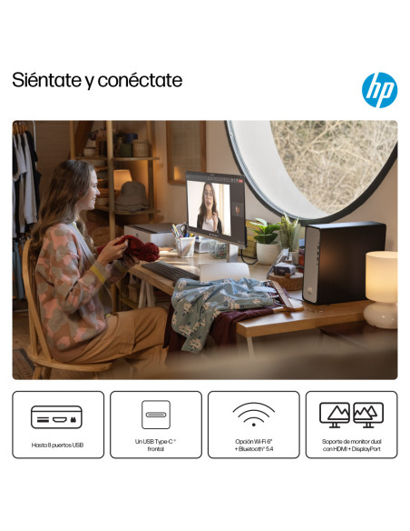 HP OmniDesk Slim Desktop S03-0020ns PC Intel® Core™ i3 i3-14100 8 GB DDR5-SDRAM 512 GB SSD FreeDOS Torre Plata