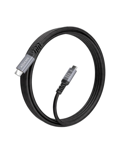AISENS Cable USB4 Gen3x2 Aluminio 40Gbps 8K@60Hz 5A 48V 240W E-Mark, Tipo USB-C/M-USB-C/M, Negro, 2.0m