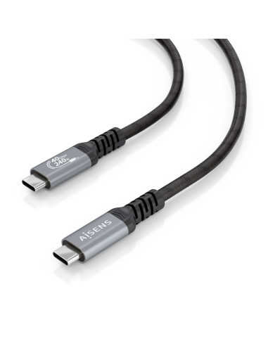 AISENS Cable USB4 Gen3x2 Aluminio 40Gbps 8K@60Hz 5A 48V 240W E-Mark, Tipo USB-C/M-USB-C/M, Negro, 2.0m