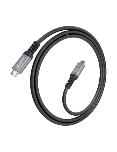 AISENS Cable USB4 Gen3x2 Aluminio 40Gbps 8K@60Hz 5A 48V 240W E-Mark, Tipo USB-C/M-USB-C/M, Negro, 1.5m