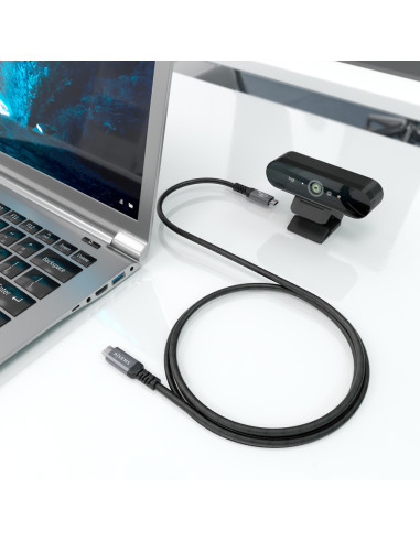 AISENS Cable USB4 Gen3x2 Aluminio 40Gbps 8K@60Hz 5A 48V 240W E-Mark, Tipo USB-C/M-USB-C/M, Negro, 1.5m